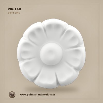 Poliüretan Klasik Çiçek Motifli Rozet Süsleme 65x65x21 mm