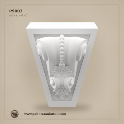 P9003 Dekoratif Poliüretan Oymalı Kilit Taşı Söve Süsü 22x25x32 cm