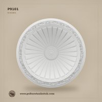 P9101 Poliüretan Işınsal Motifli Tavan Kubbesi Göbeği 108 cm