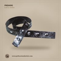 PKB40G Gümüş Eskitme Perçinli Kauçuk Kiriş Bandı 4 cm